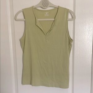 Jones New York Green Fitted Sleeveless Tank Top